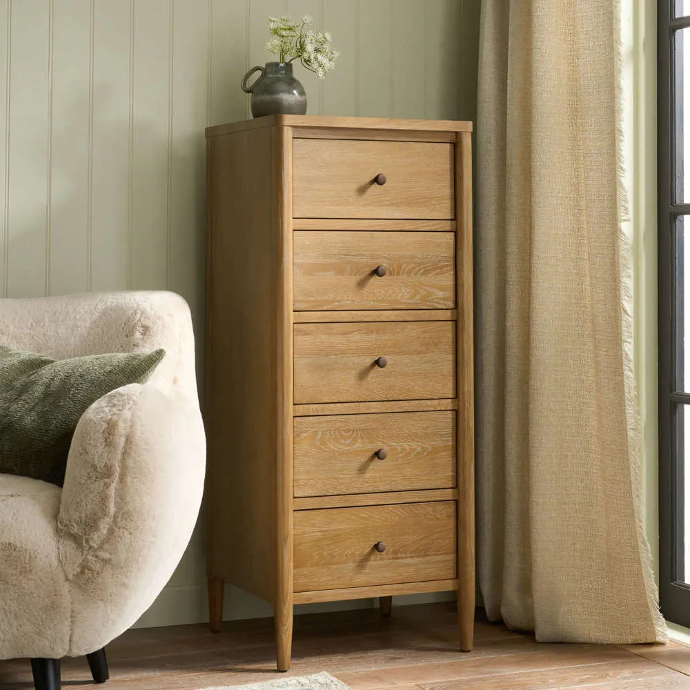 Oak tallboy drawer chest