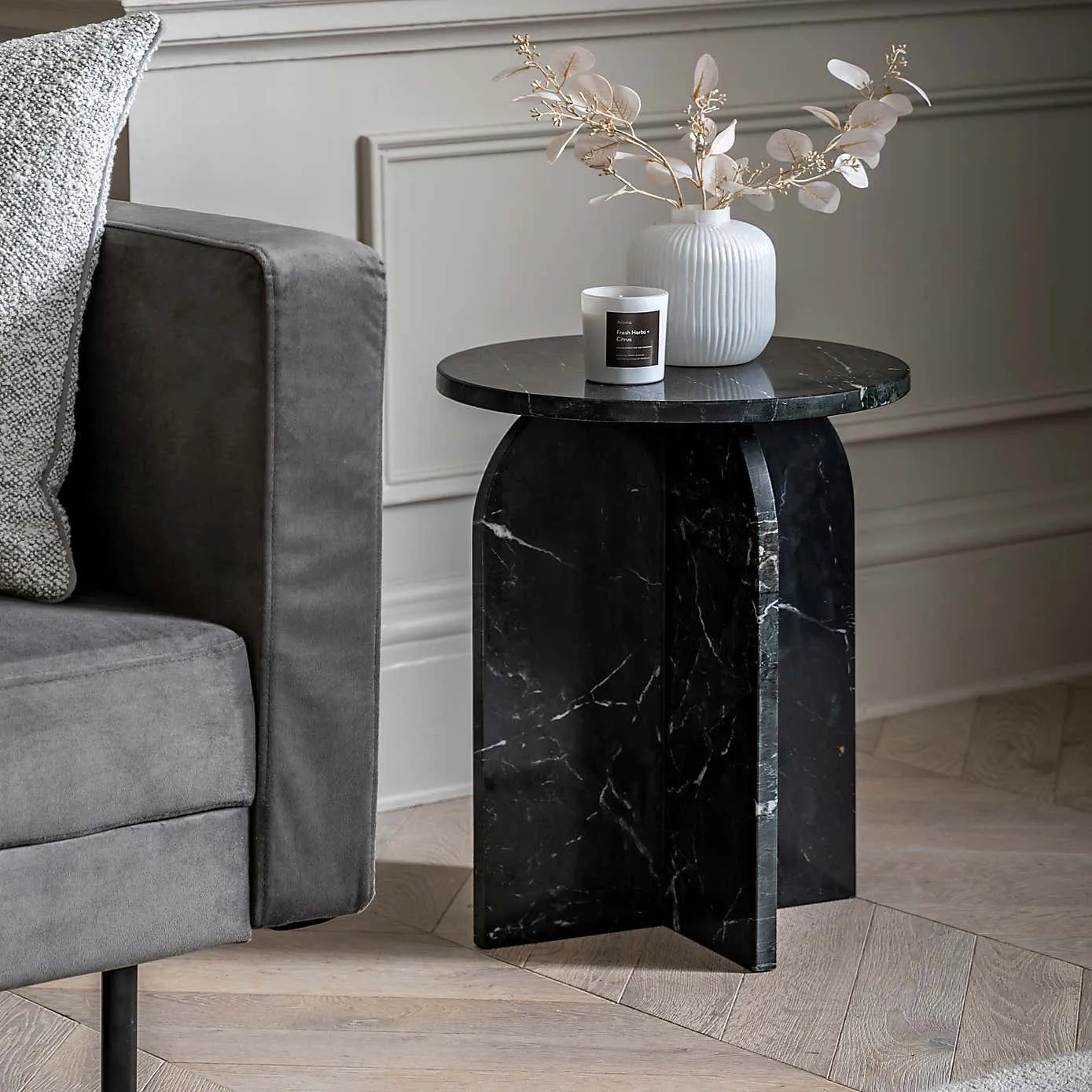 Charcoal marble side table