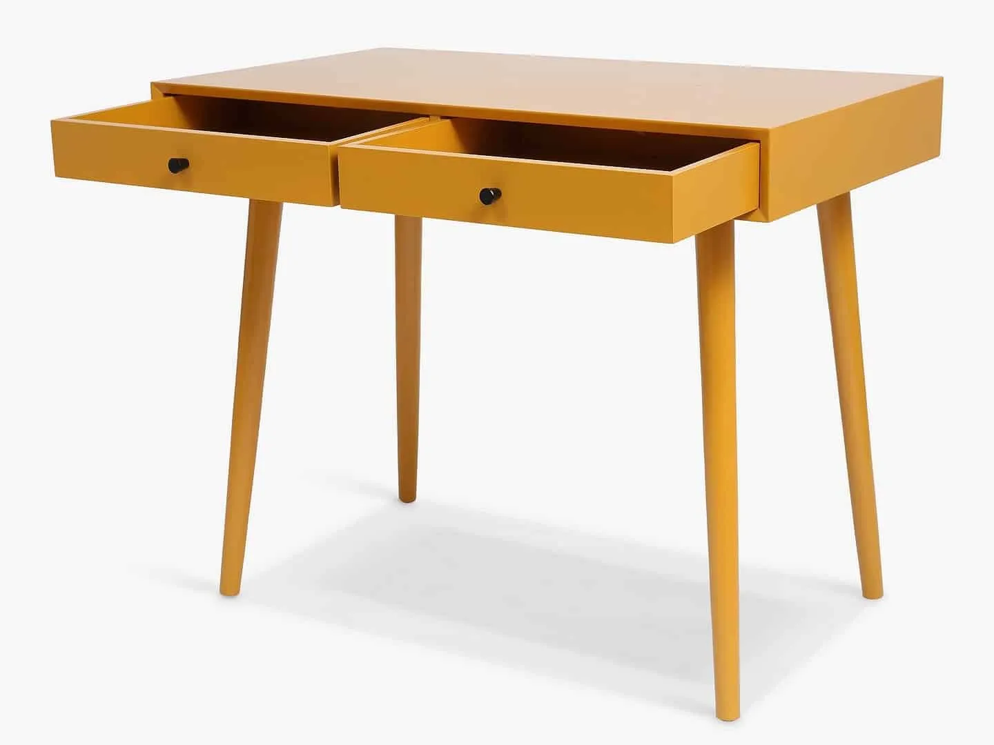 2 drawer mustard-painted desk