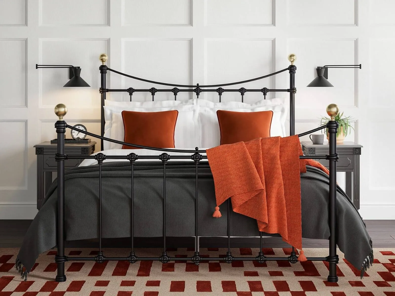 Black metal bed frame