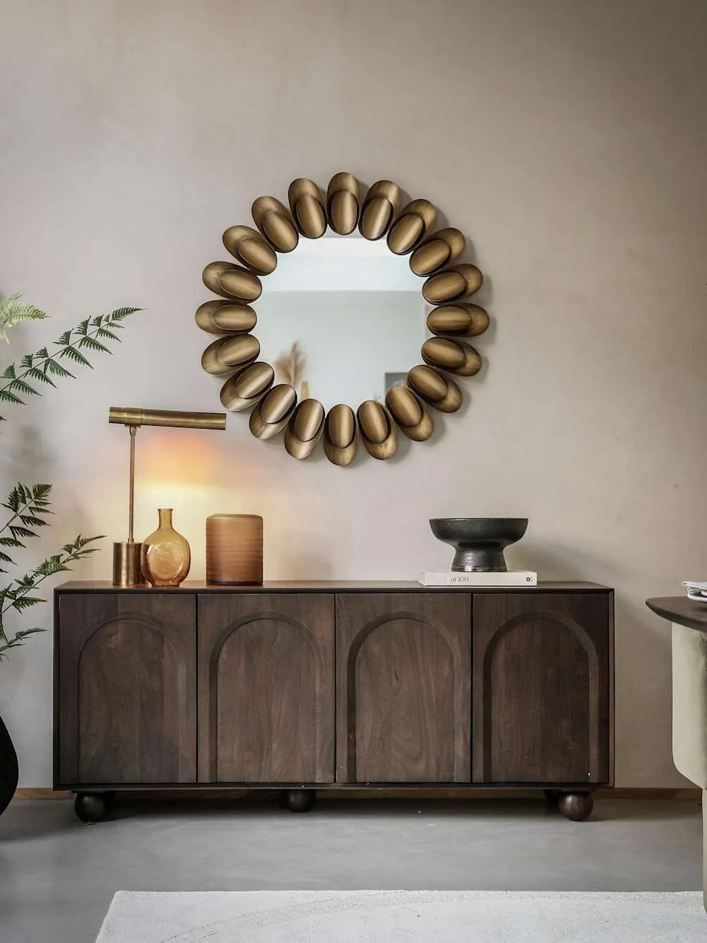 Dark mango sideboard with 4 arc pattern doors