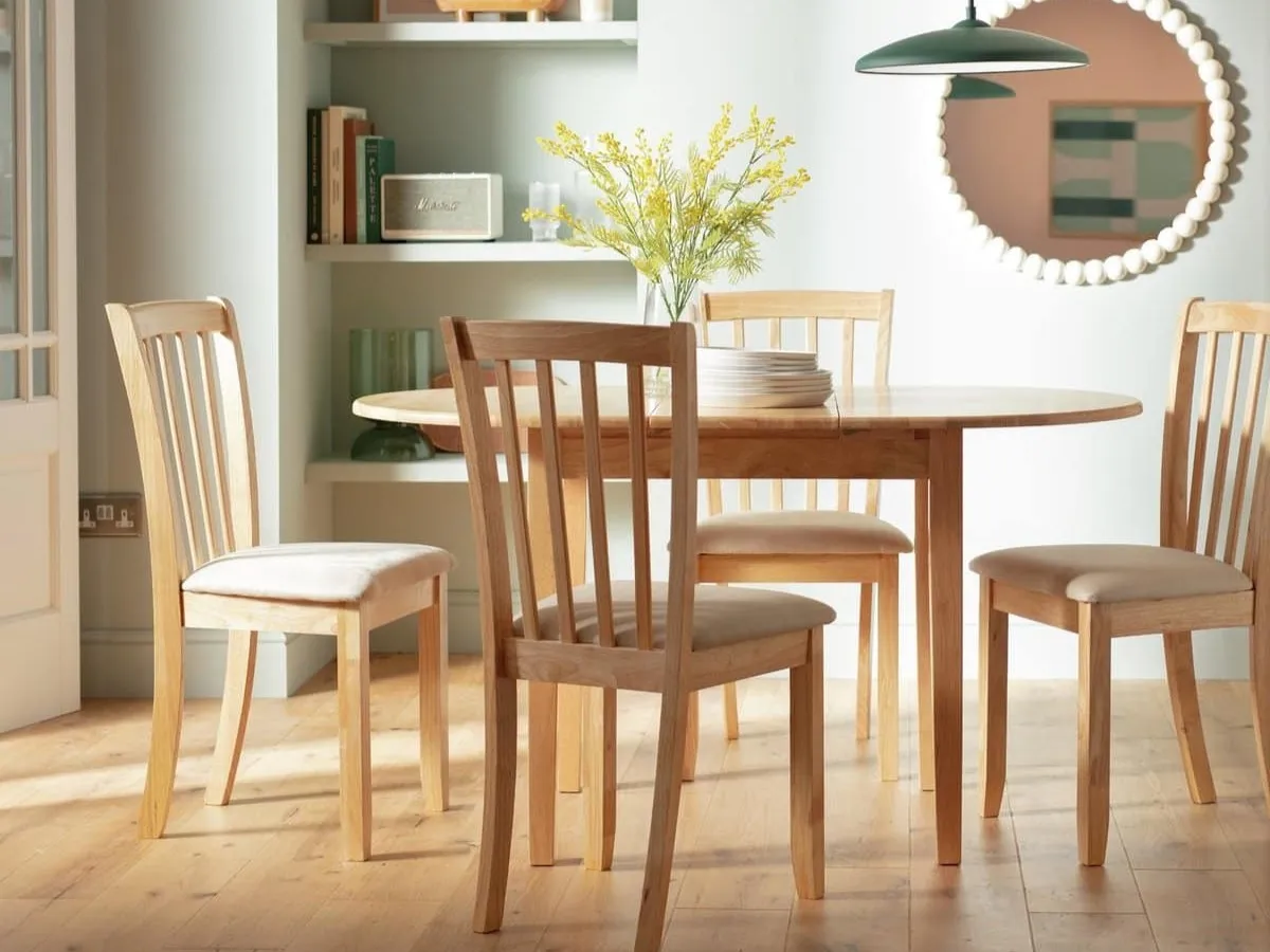 Oak dining table and 4 oak dining chairs