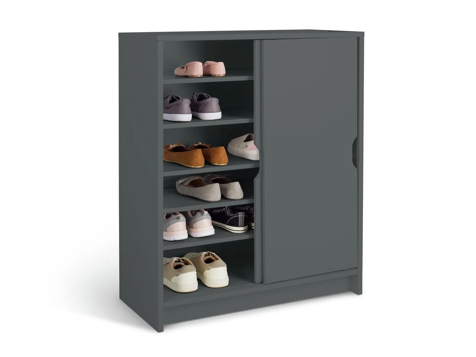 Black shoe cabinet with 2 sliding doors