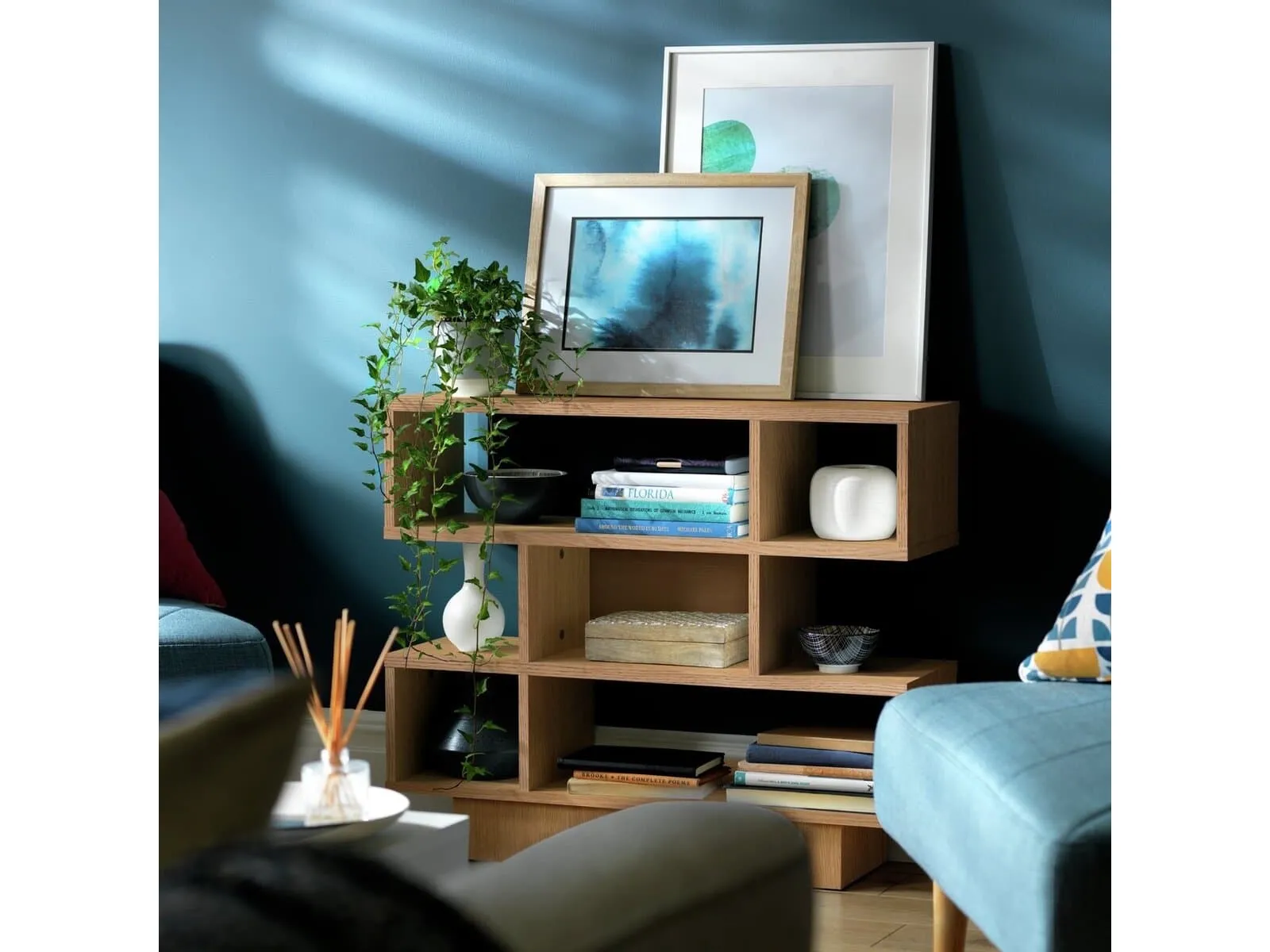 3 tier oak finish shelving