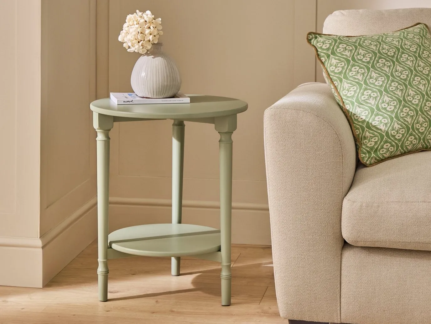 Round green side table
