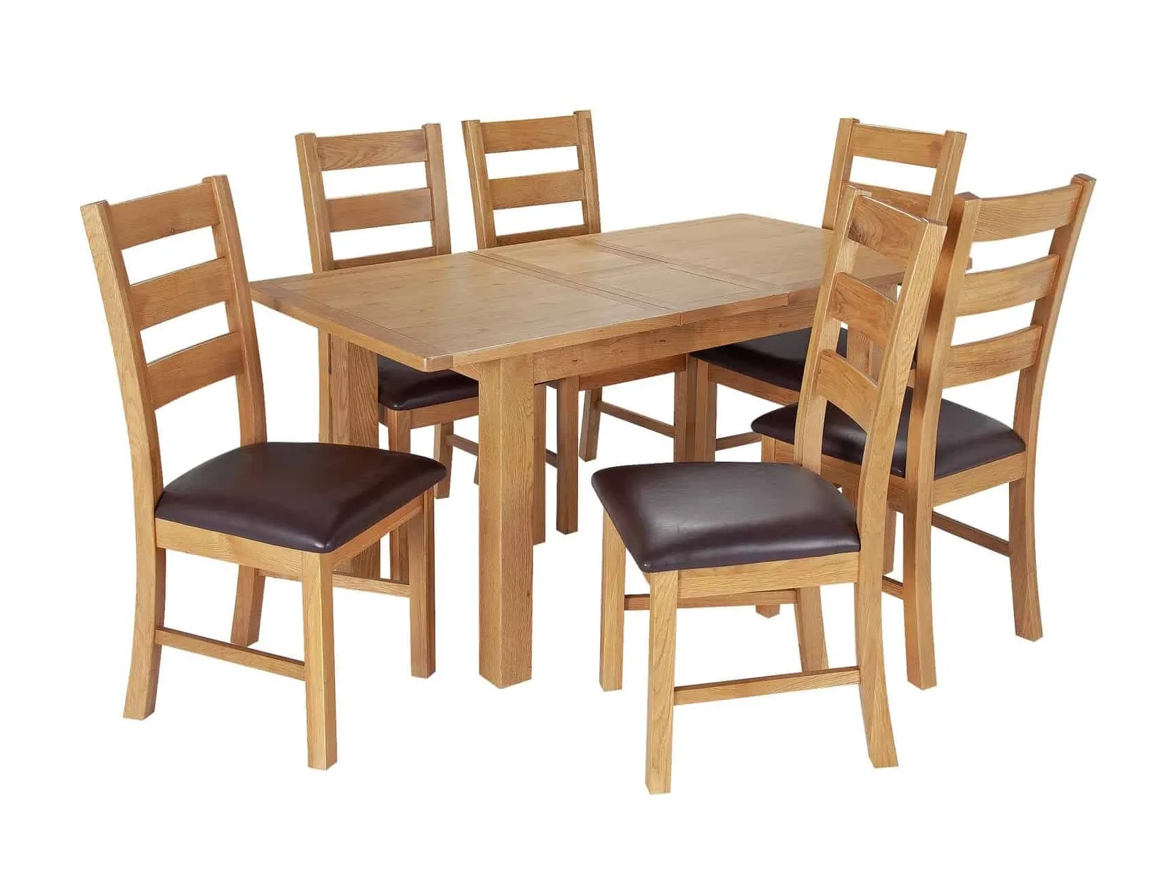 Extending dining table and six chairs