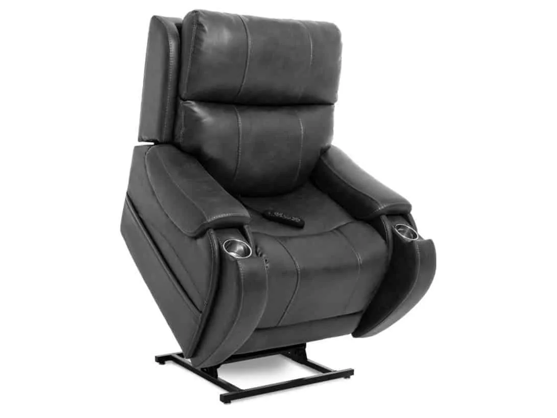 Grey leather tilted armchair