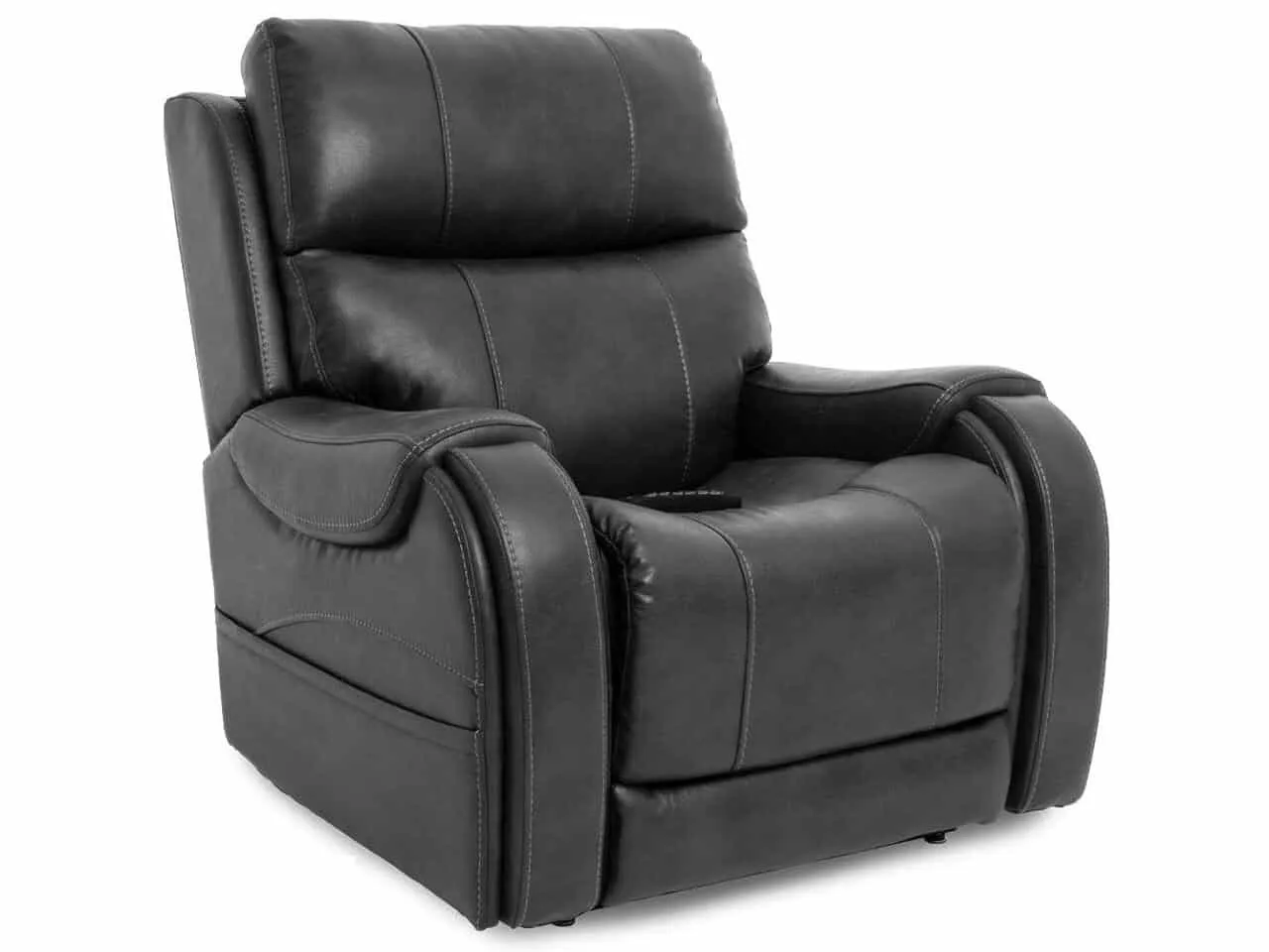 Grey leather upholstered armchair