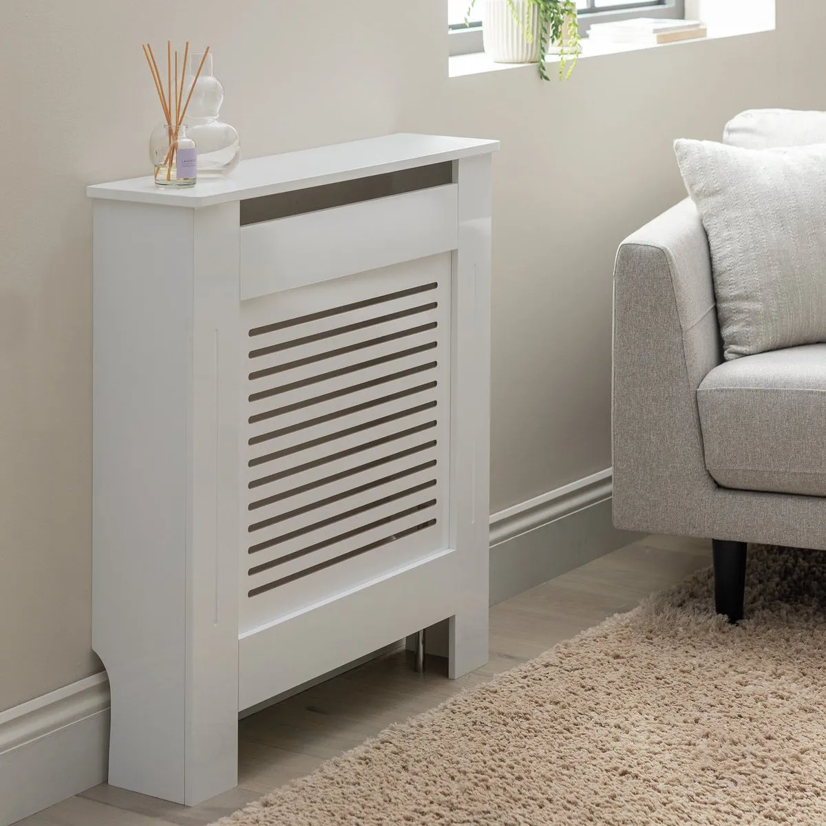 White single size radiator cover