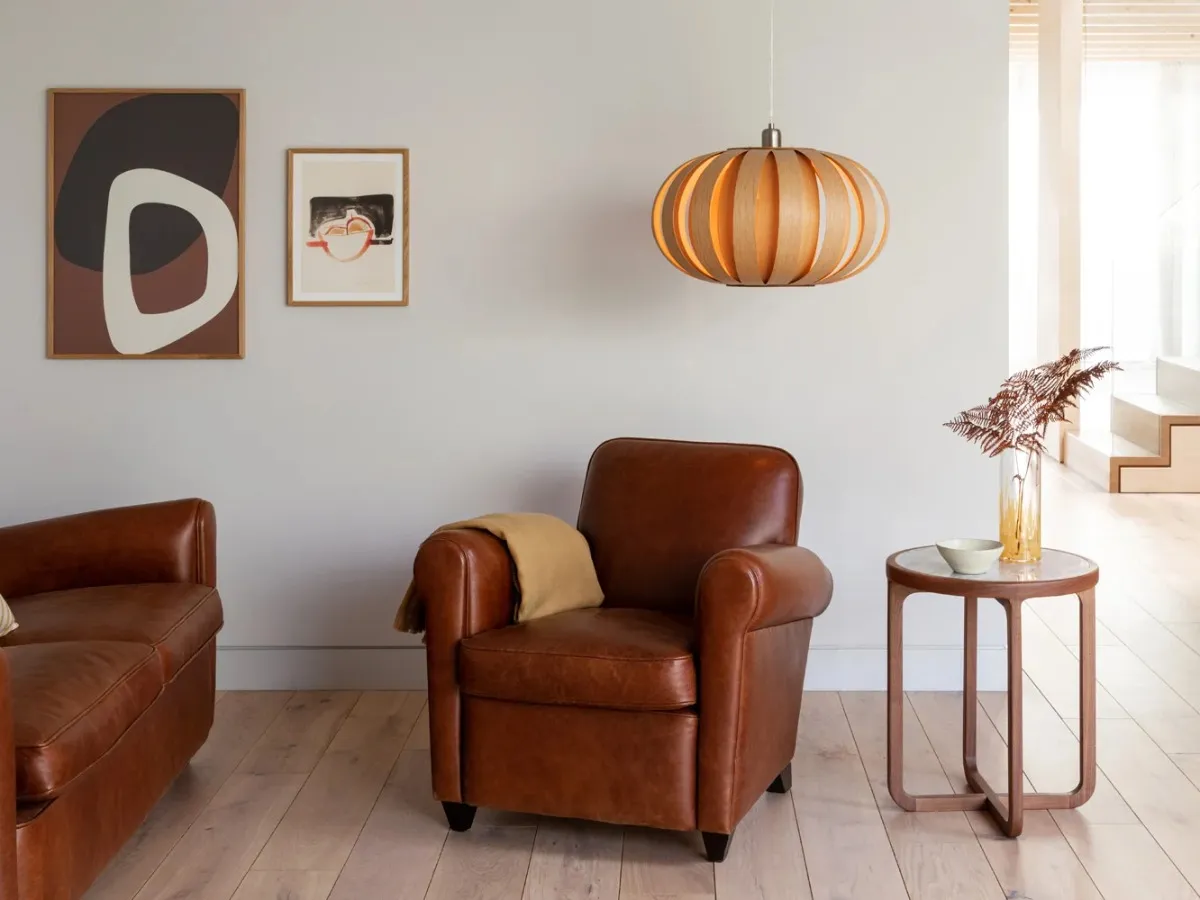 Tan leather armchair