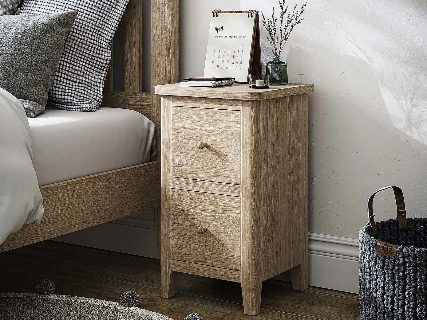 Rustic finish bedside table