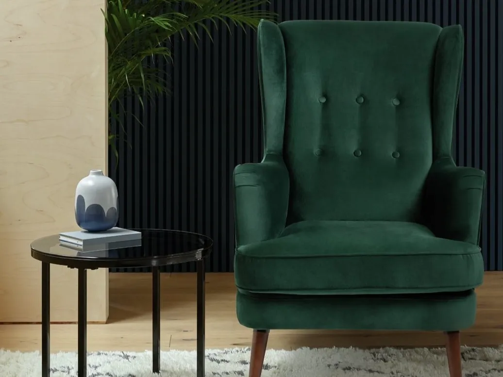 Green velvet fabric chair