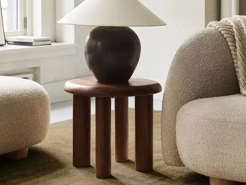 Chunky walnut finish side table