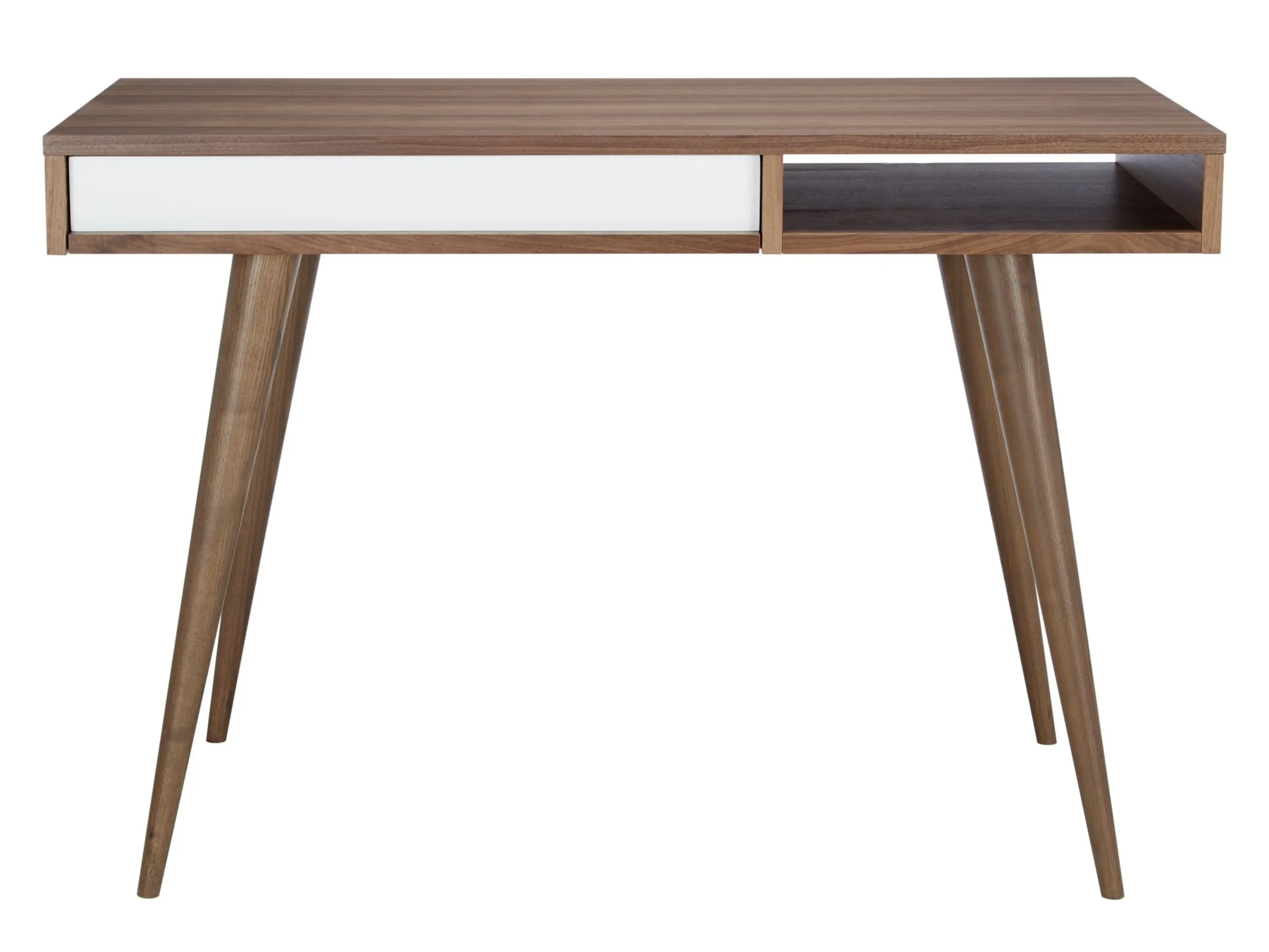 Walnut desk with tall conical legs