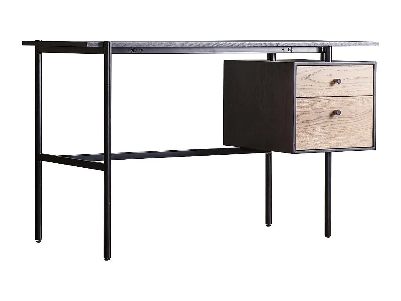 Black frame desk with two floating drawers