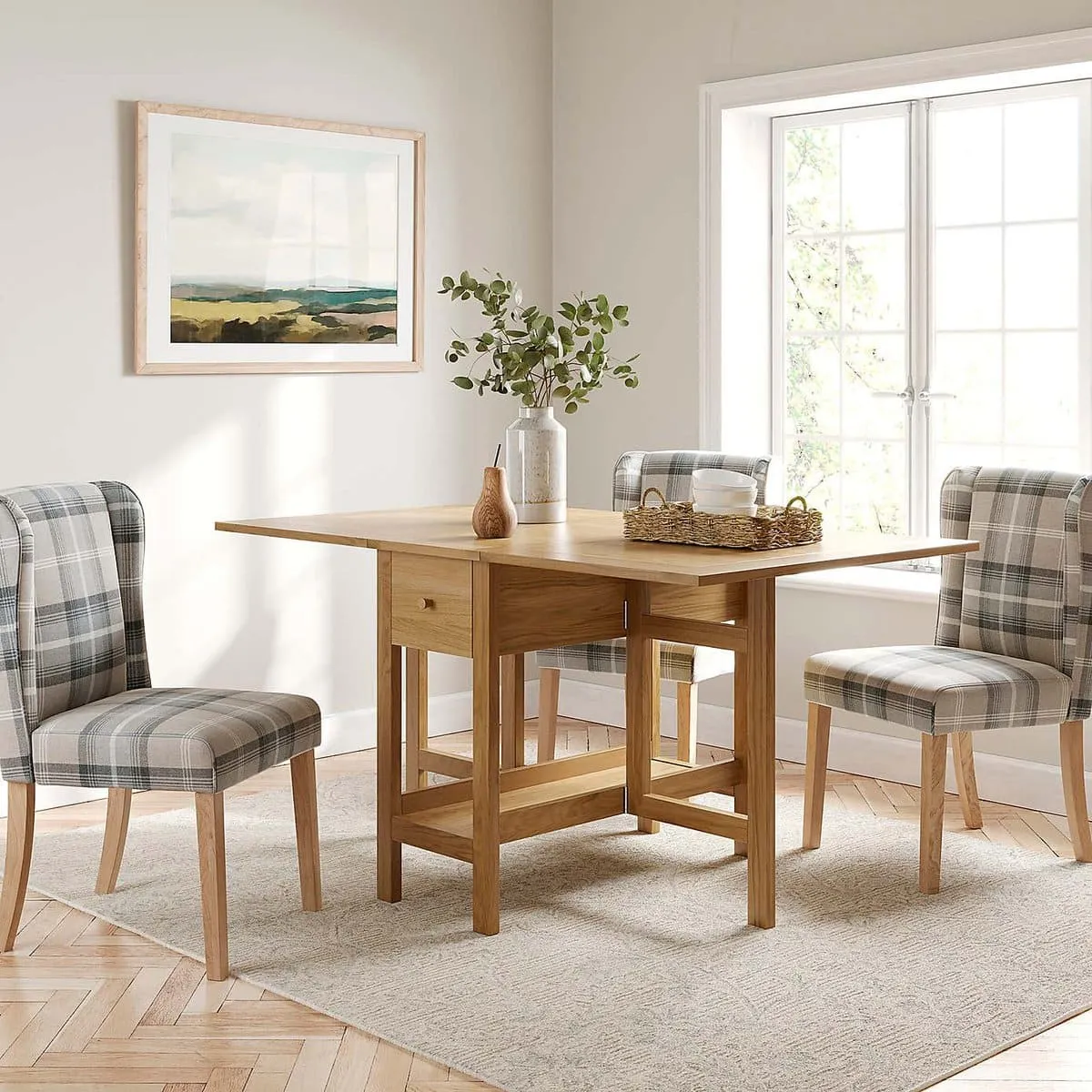 Oak drop leaf dining table