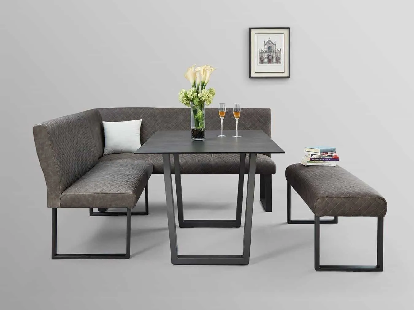 Corner dining table with benches