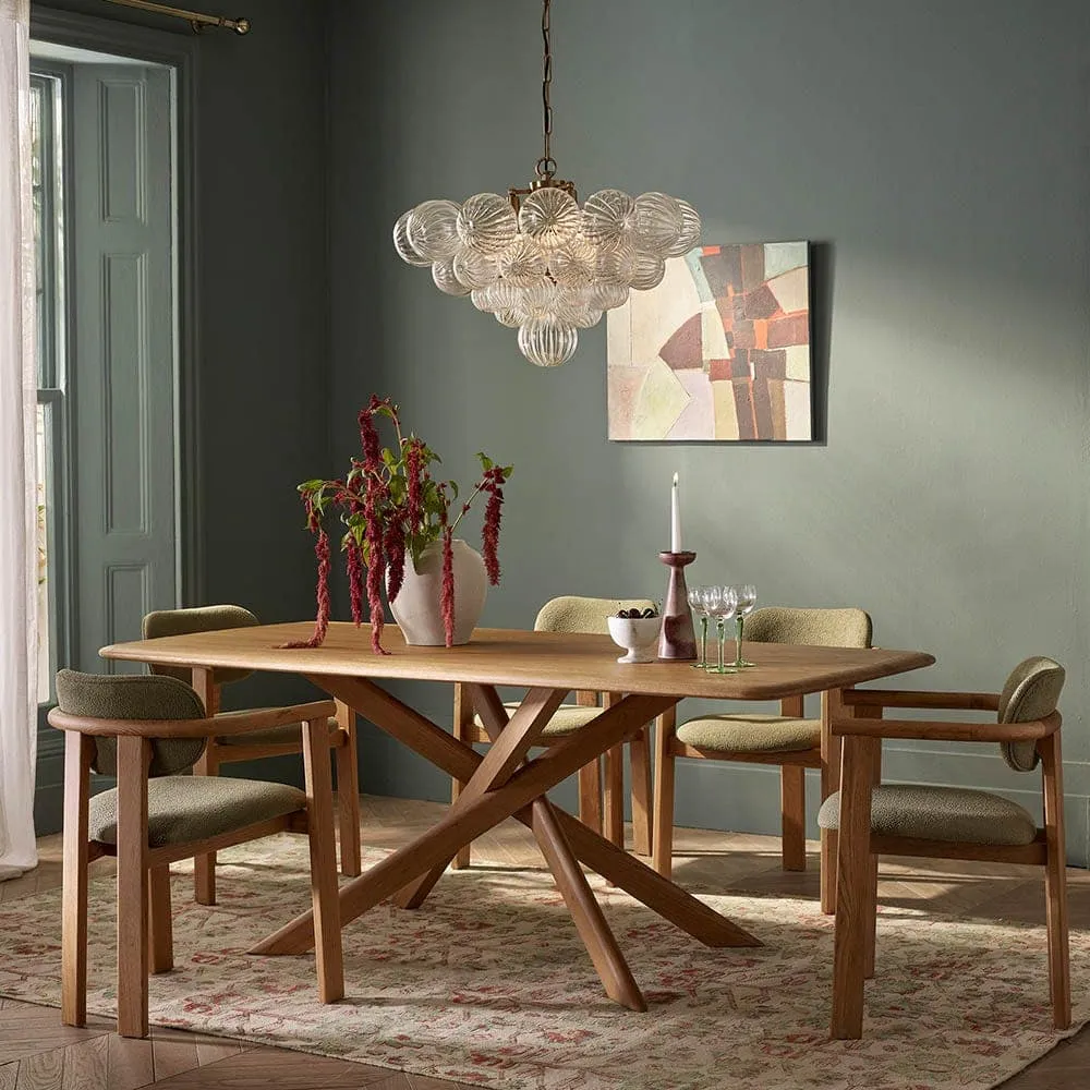 Oak dining table with 6 chairs