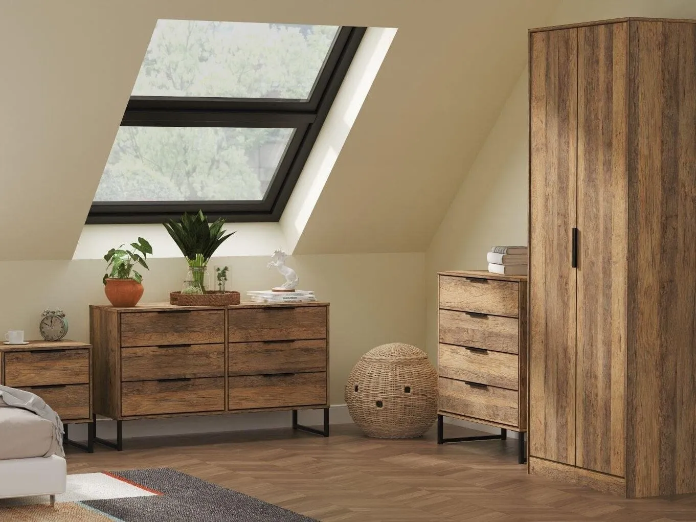 Contemporary rustic oak bedroom furniture