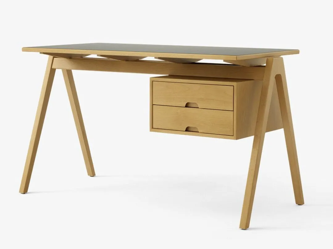Beech wood desk with two drawers