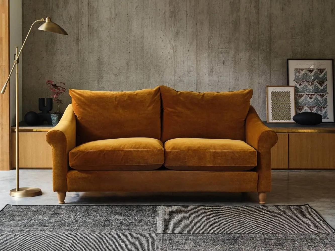 Mustard fabric sofa