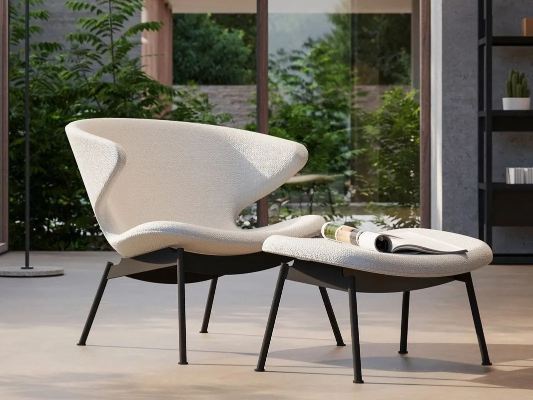 Chalk grey chair with footstool