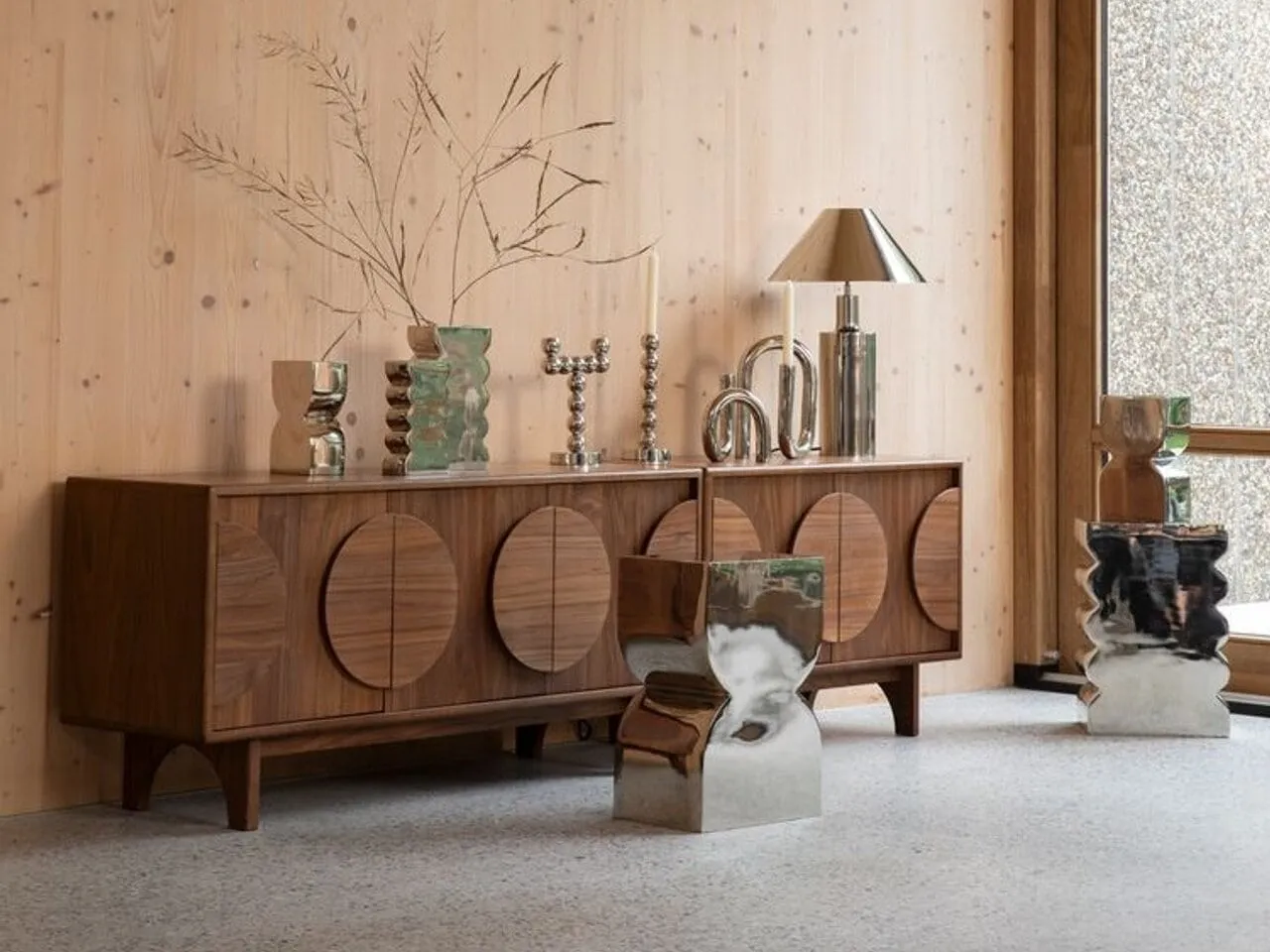Retro-style walnut sideboards