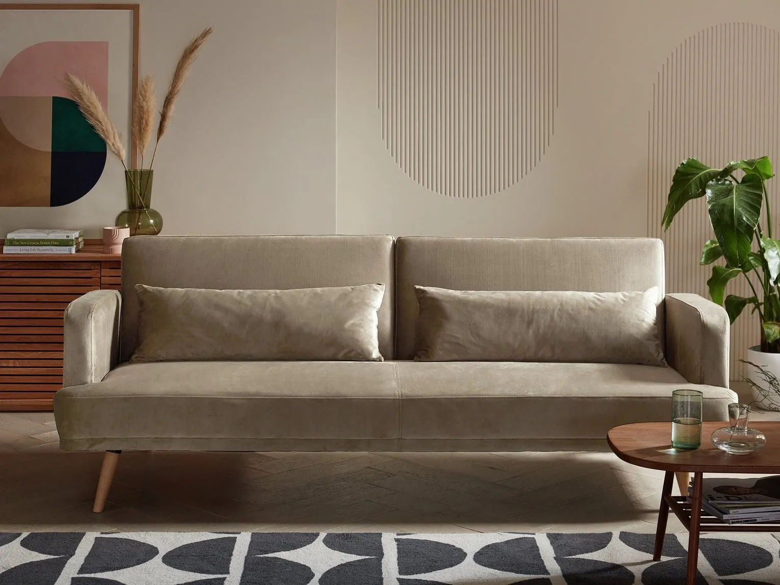 Latte fabric sofa bed