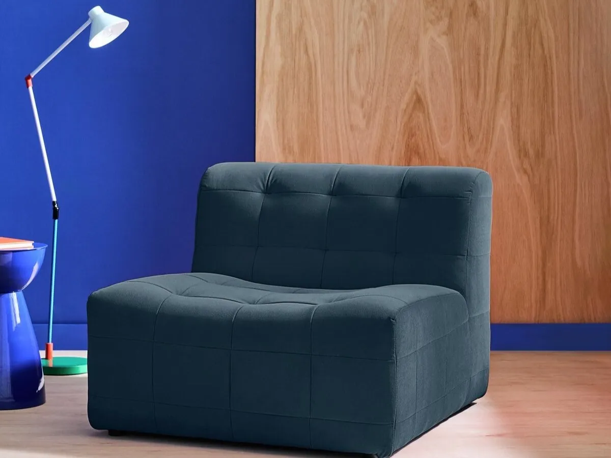 Dark blue velvet lounge chair