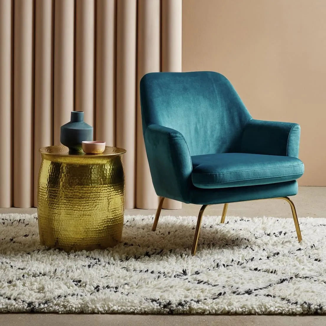 Kingfisher blue velvet chair