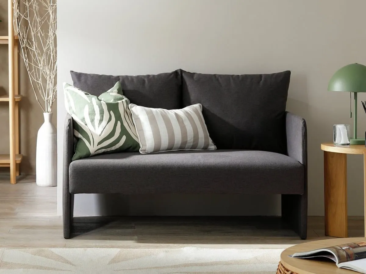 Charcoal fabric 2-seater sofa