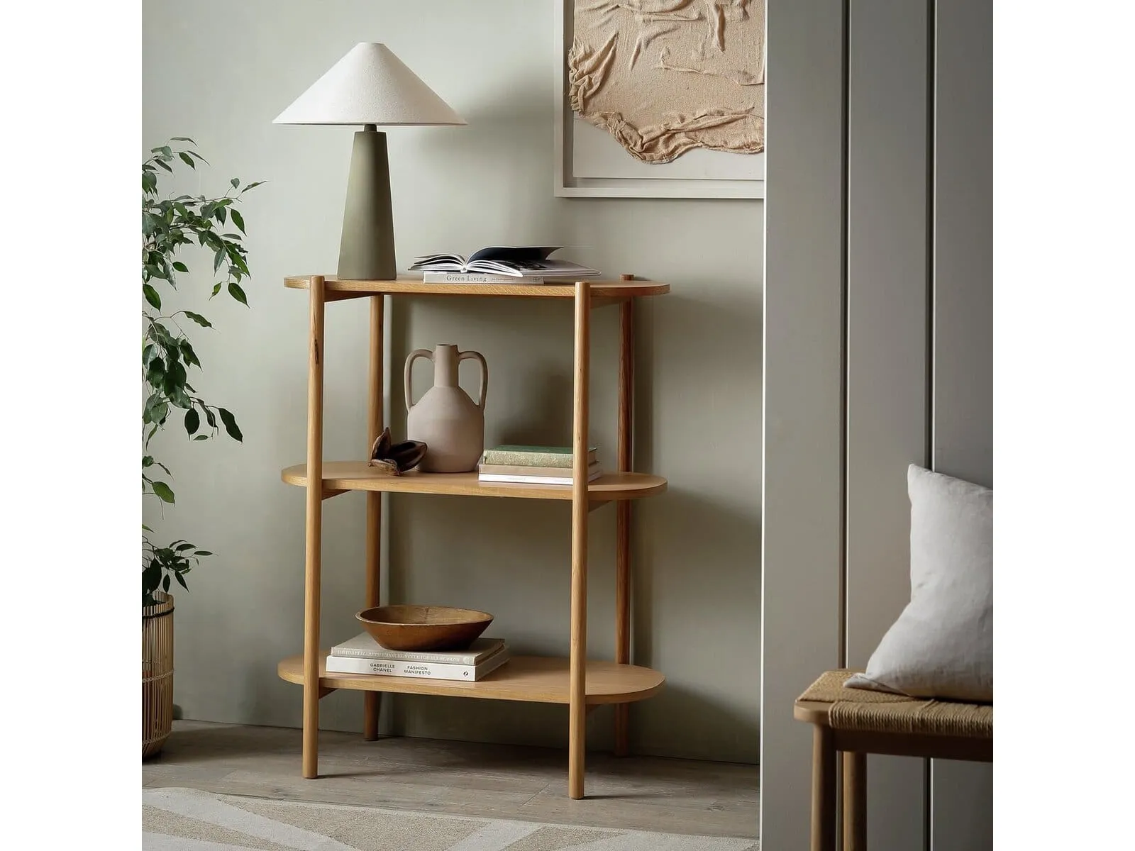 Oak 3-tier shelving unit