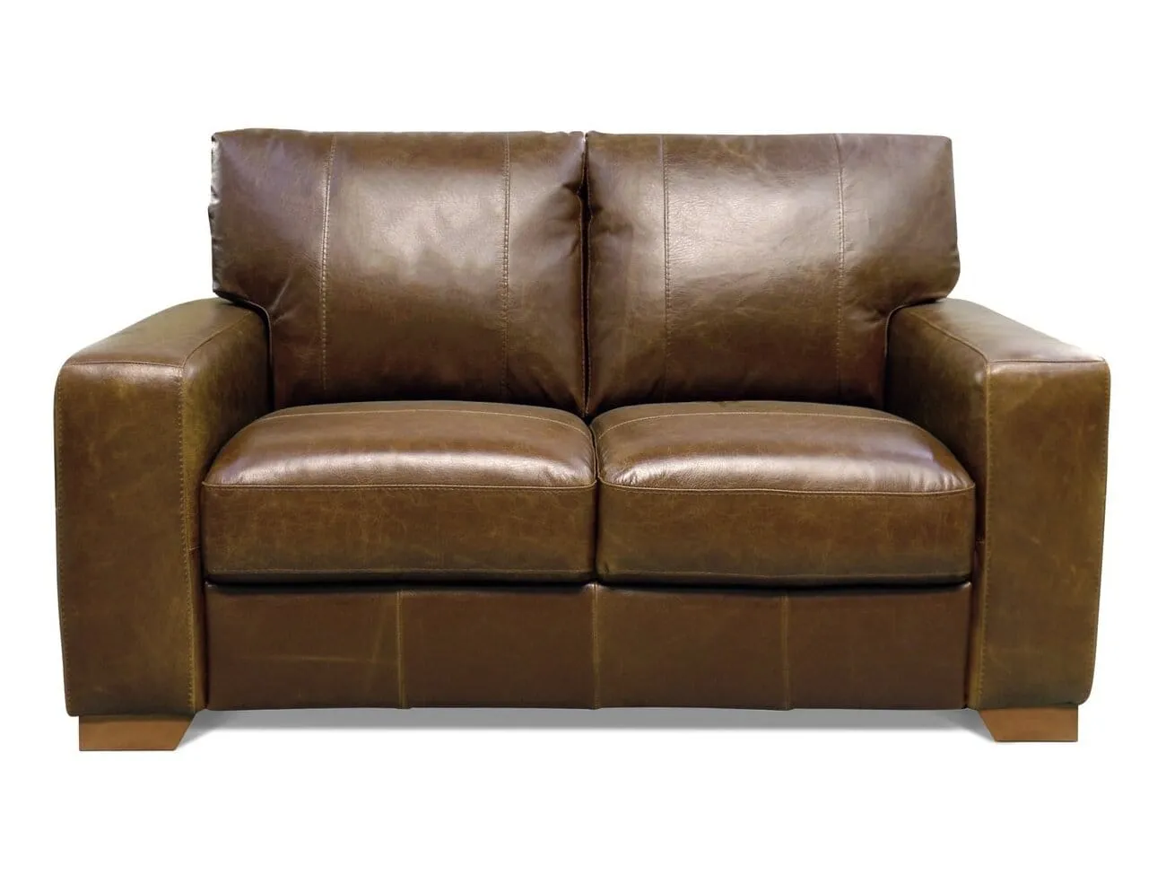 2-seater tan leather sofa