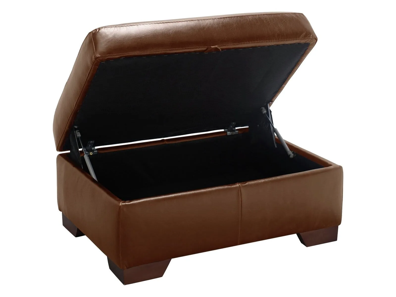 Tan leather storage footstool