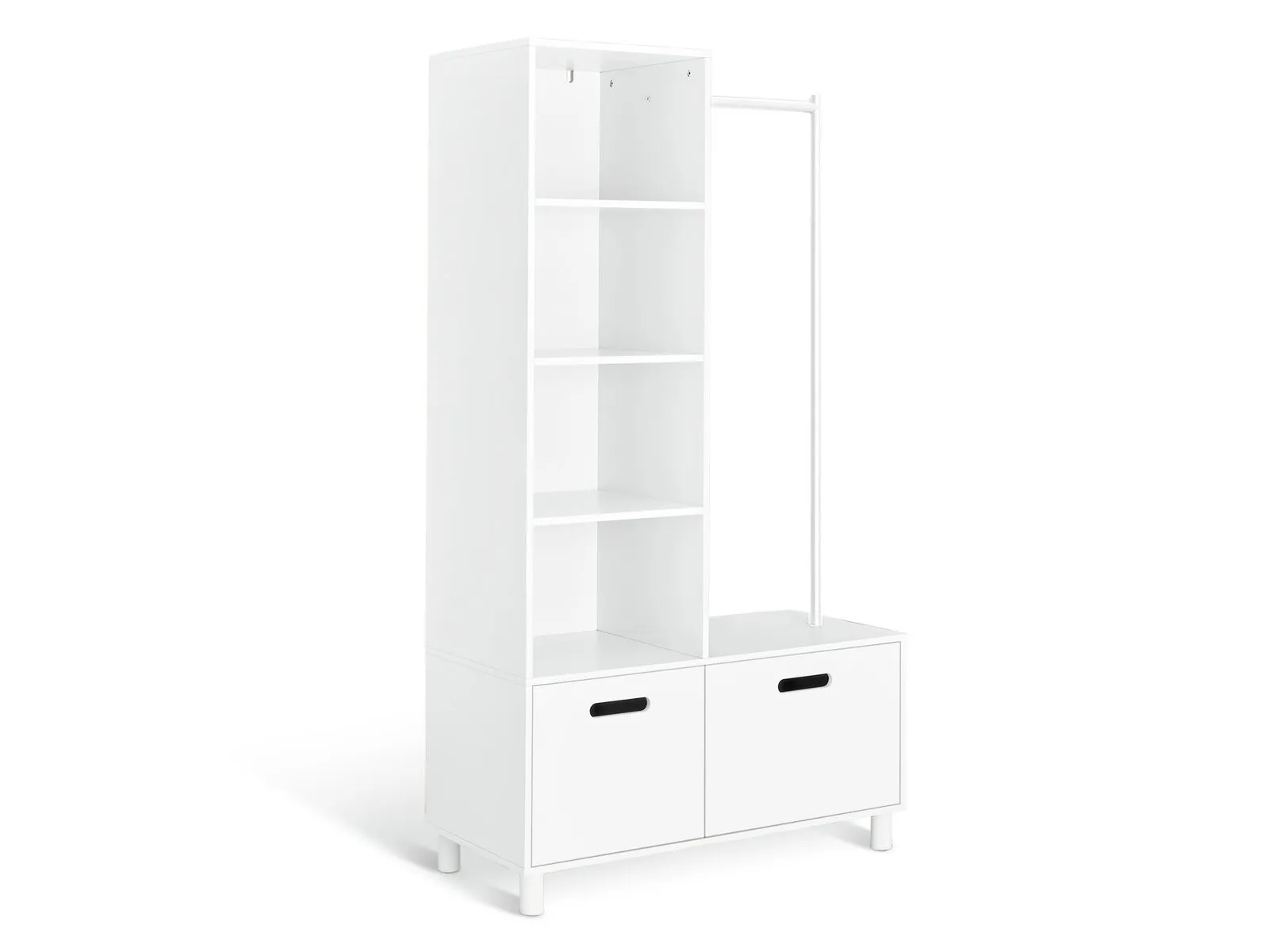 Vertical shelving unit and clothes rail