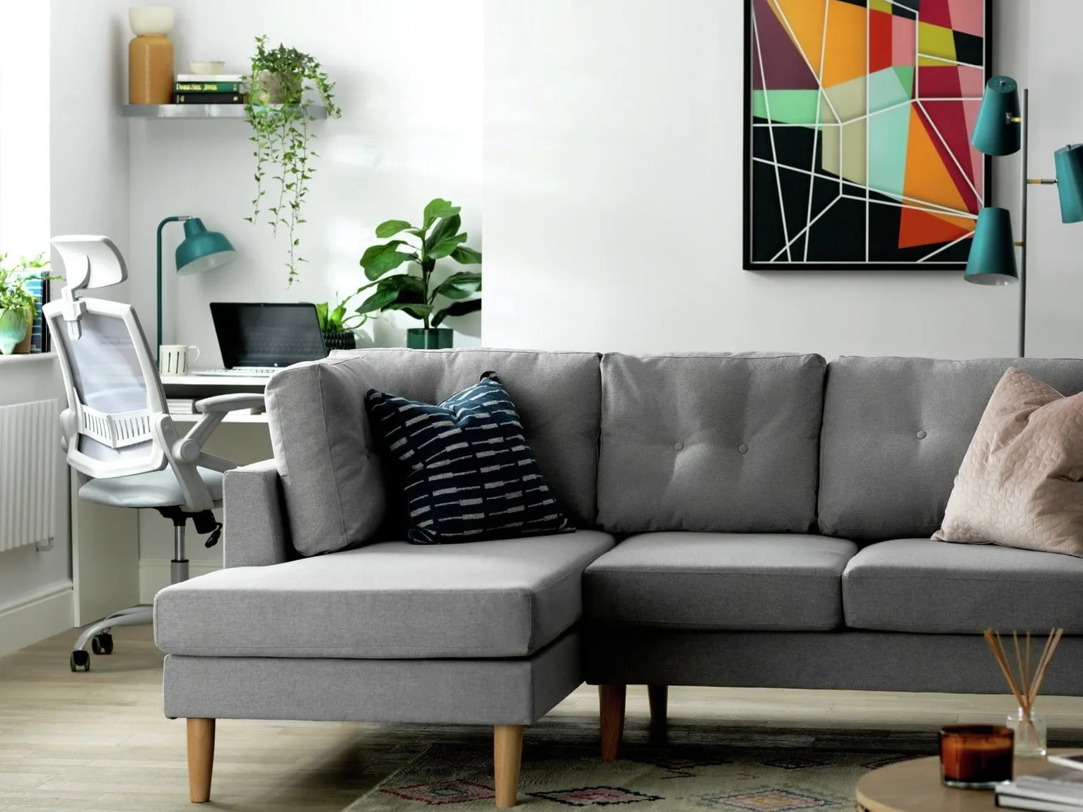 Grey fabric sofas