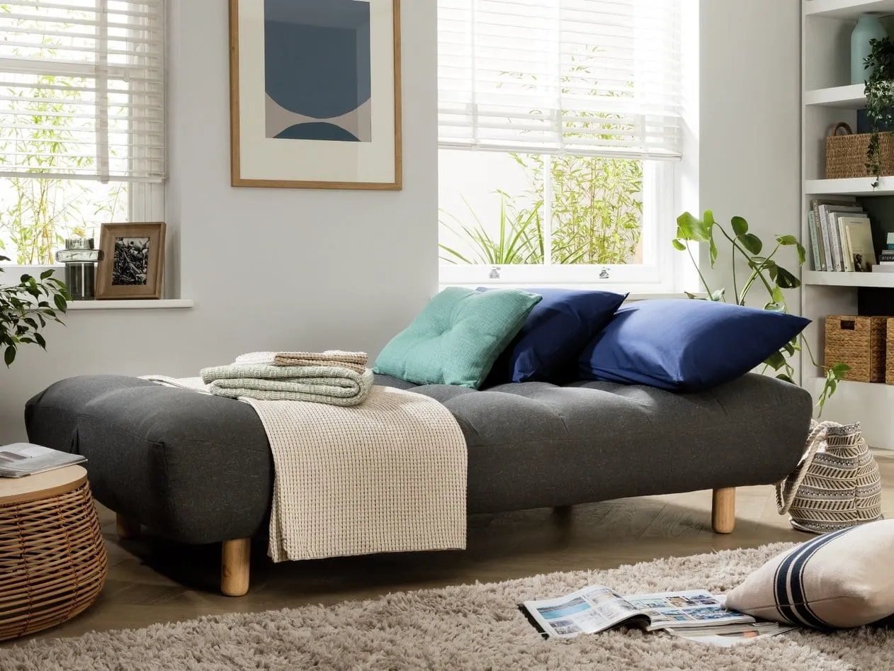 Charcoal fabric sofa bed