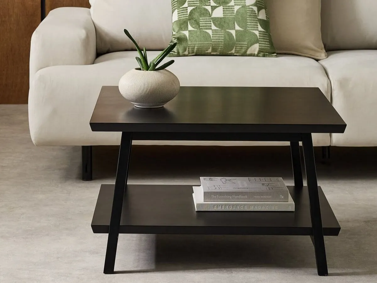 Black painted 2-tier coffee table
