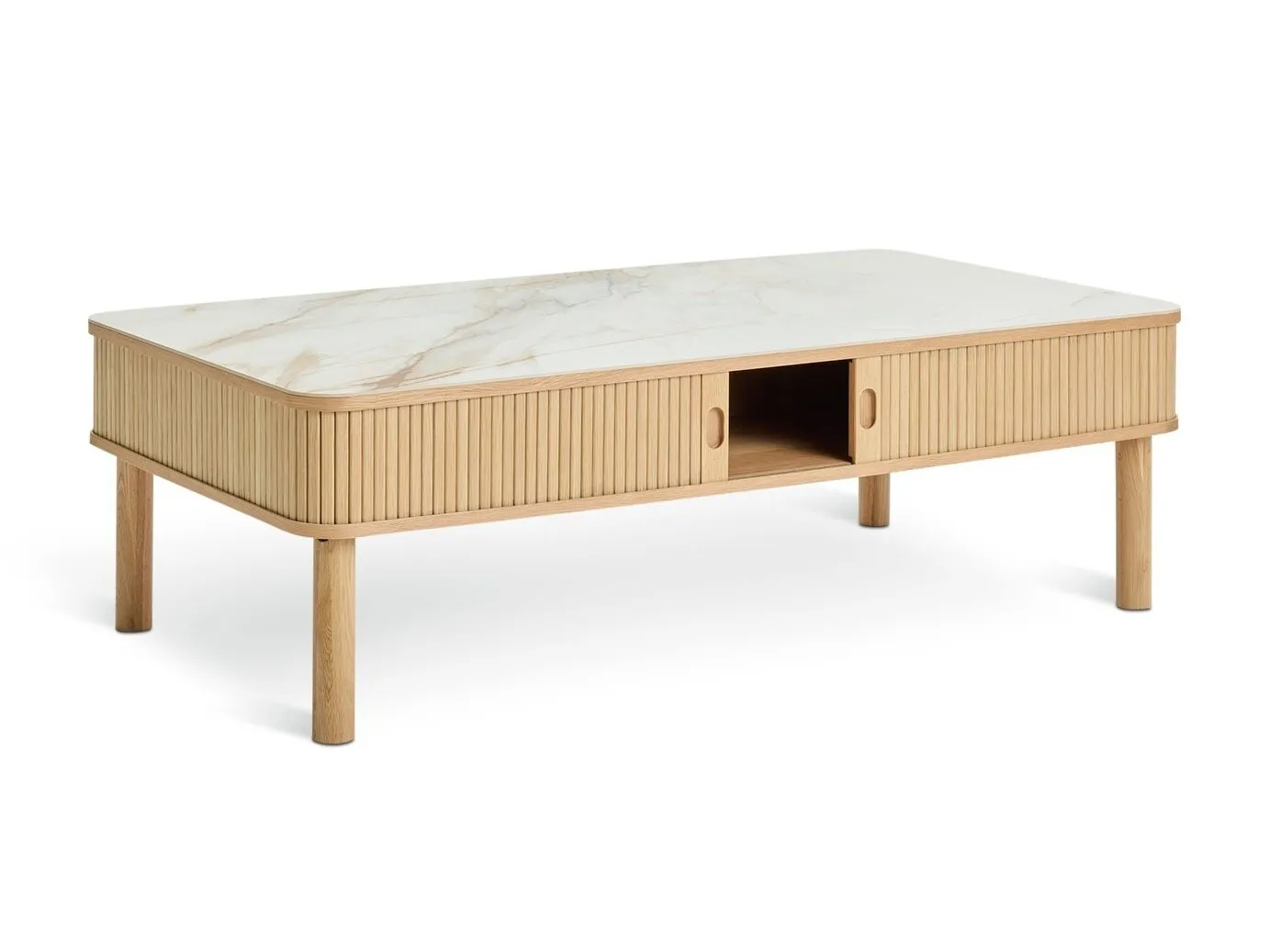 Oak coffee table with marble top