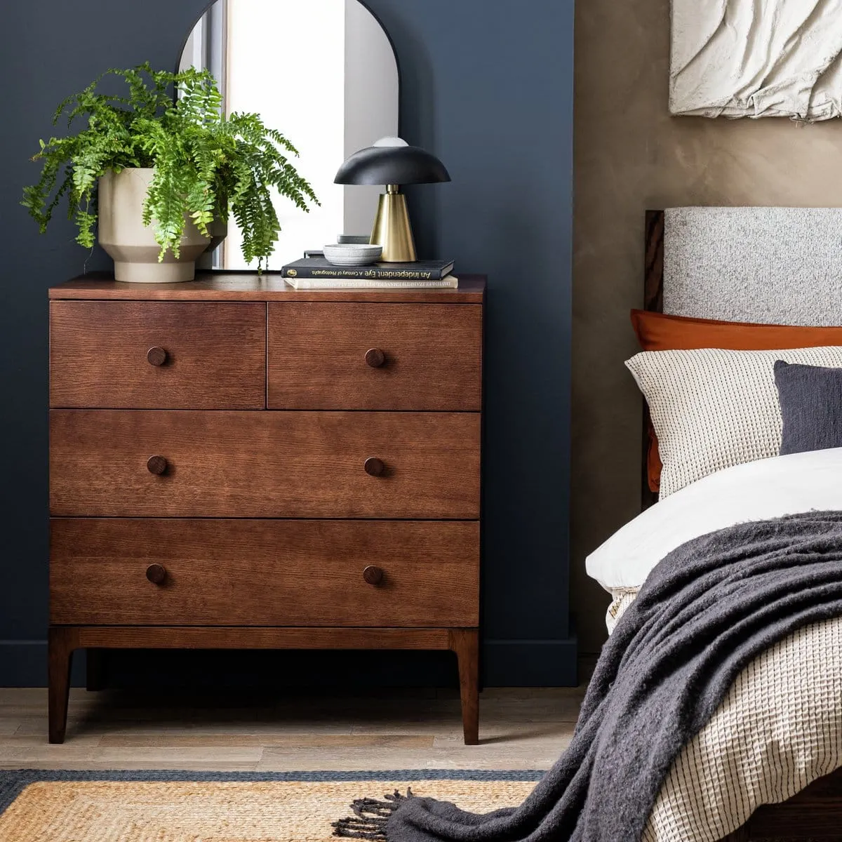 4-drawer chest with walnut finish