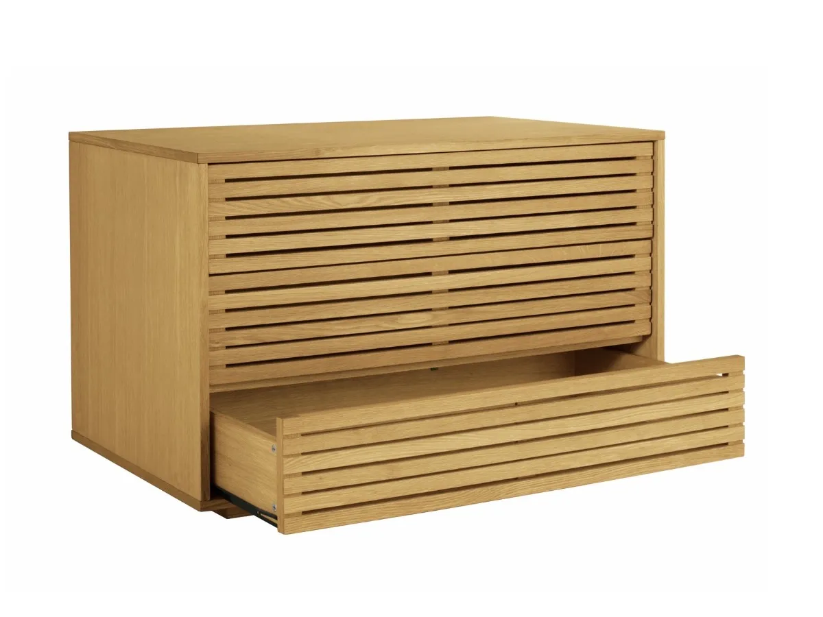 Slatted oak 3-drawer chest