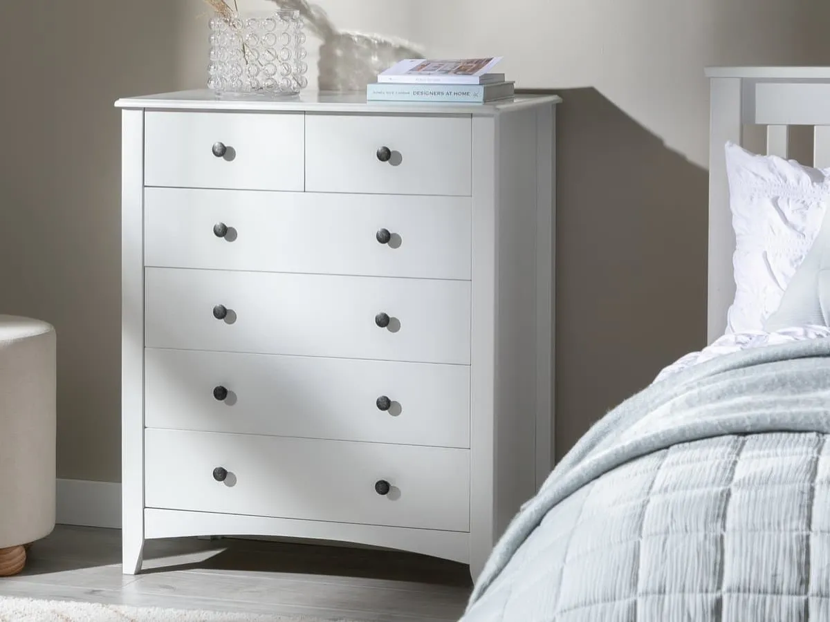 White 4+2 Drawer Chest