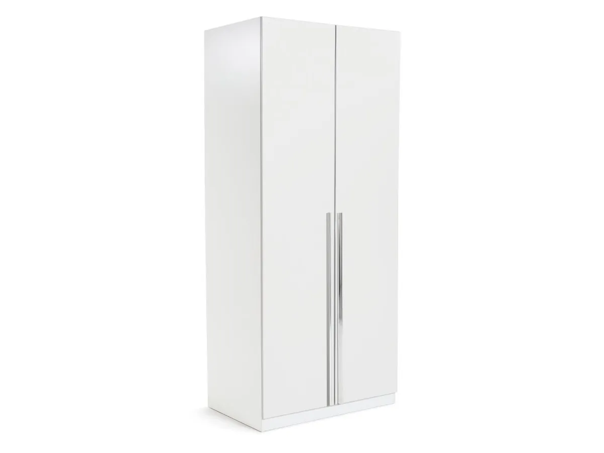 2-door white & oak wardrobe