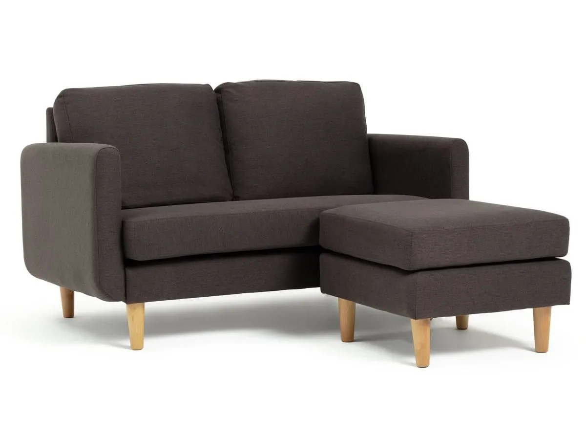 Charcoal fabric chaise sofa