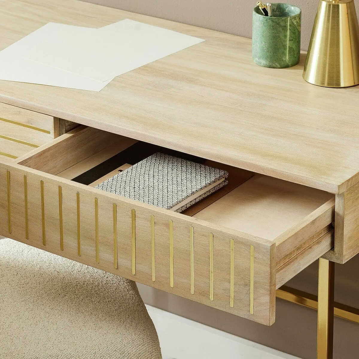 Mango wood desk drawer