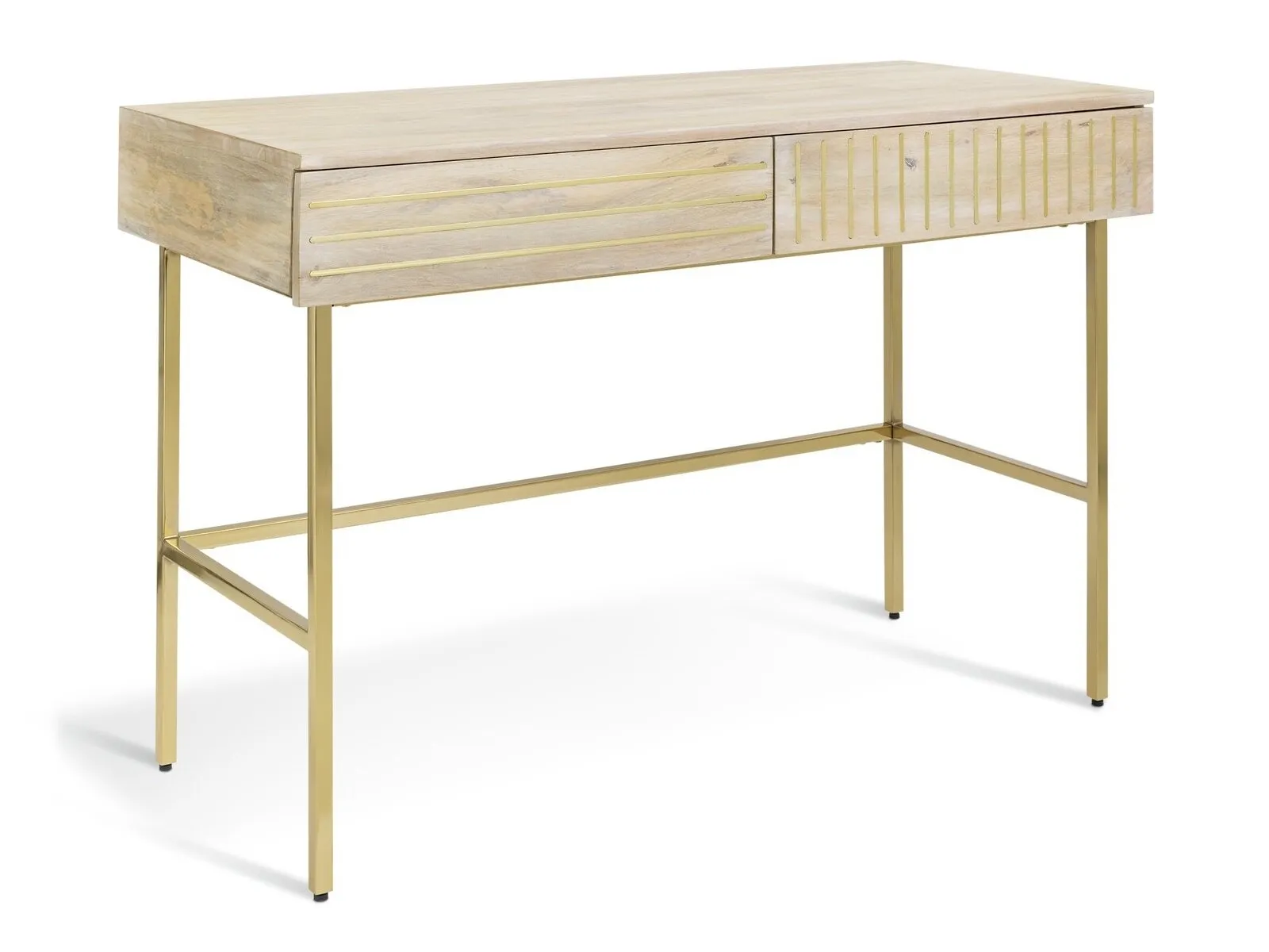 Mango wood desk with two groove pattern drawers