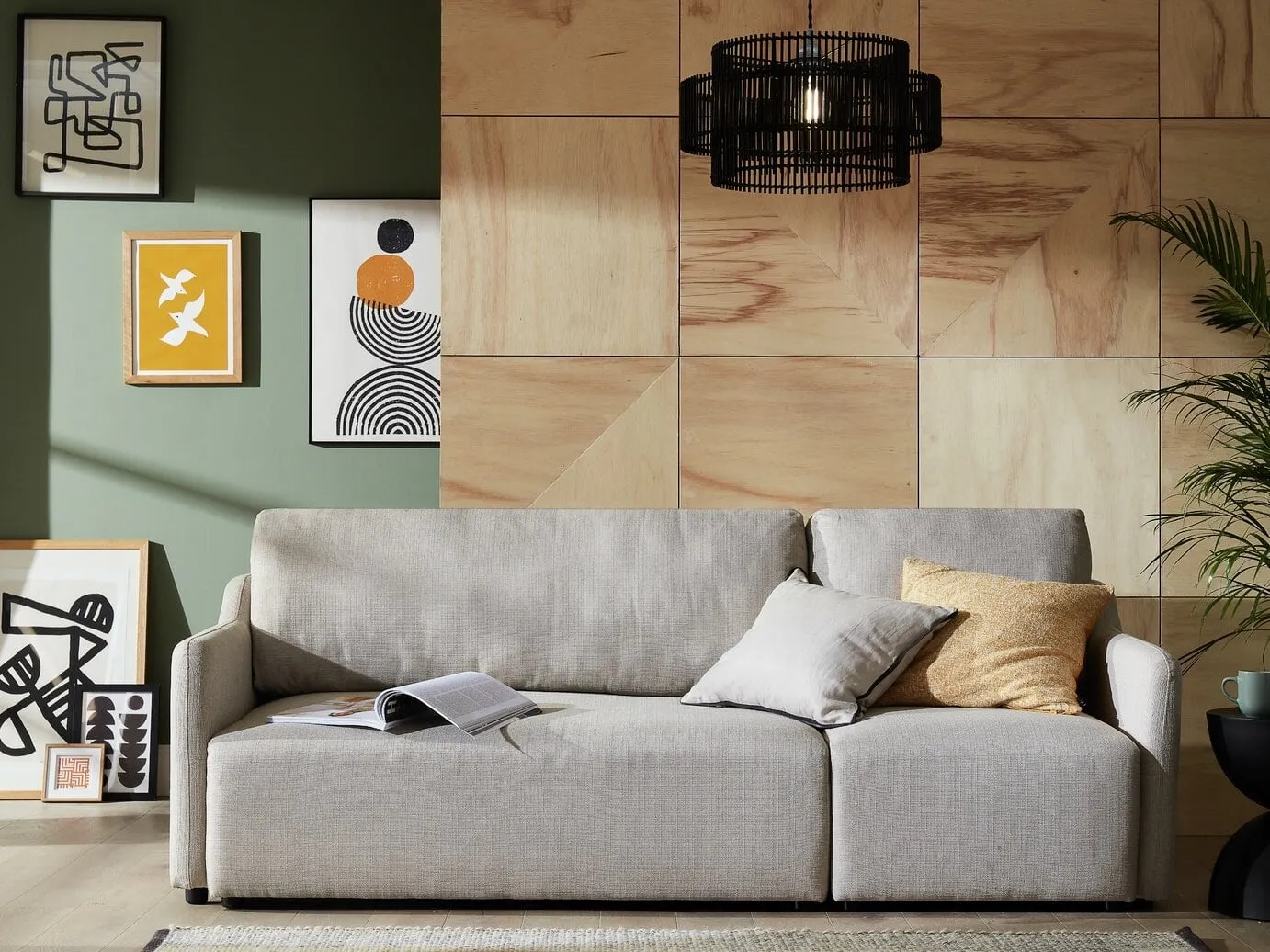 Grey fabric sofa bed