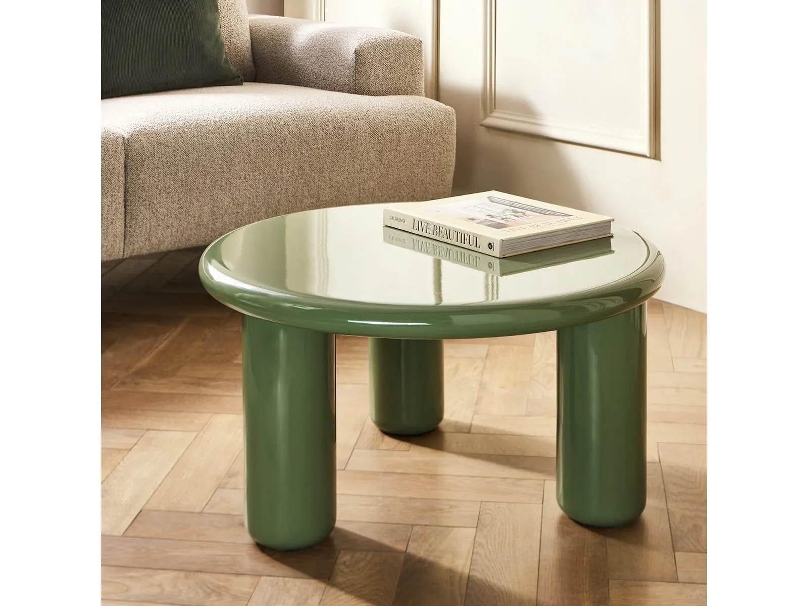 Round green coffee table