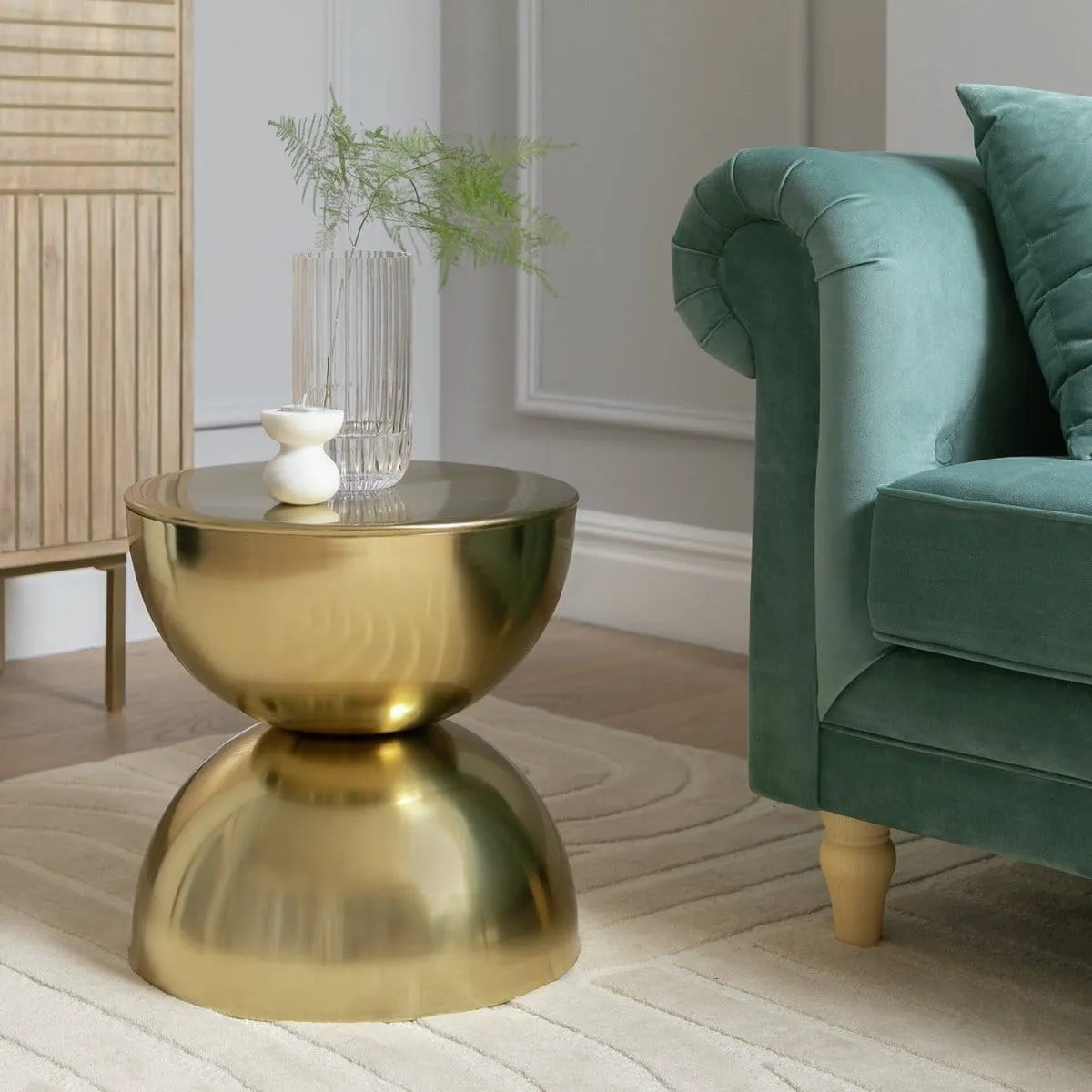 Round gold coloured side table