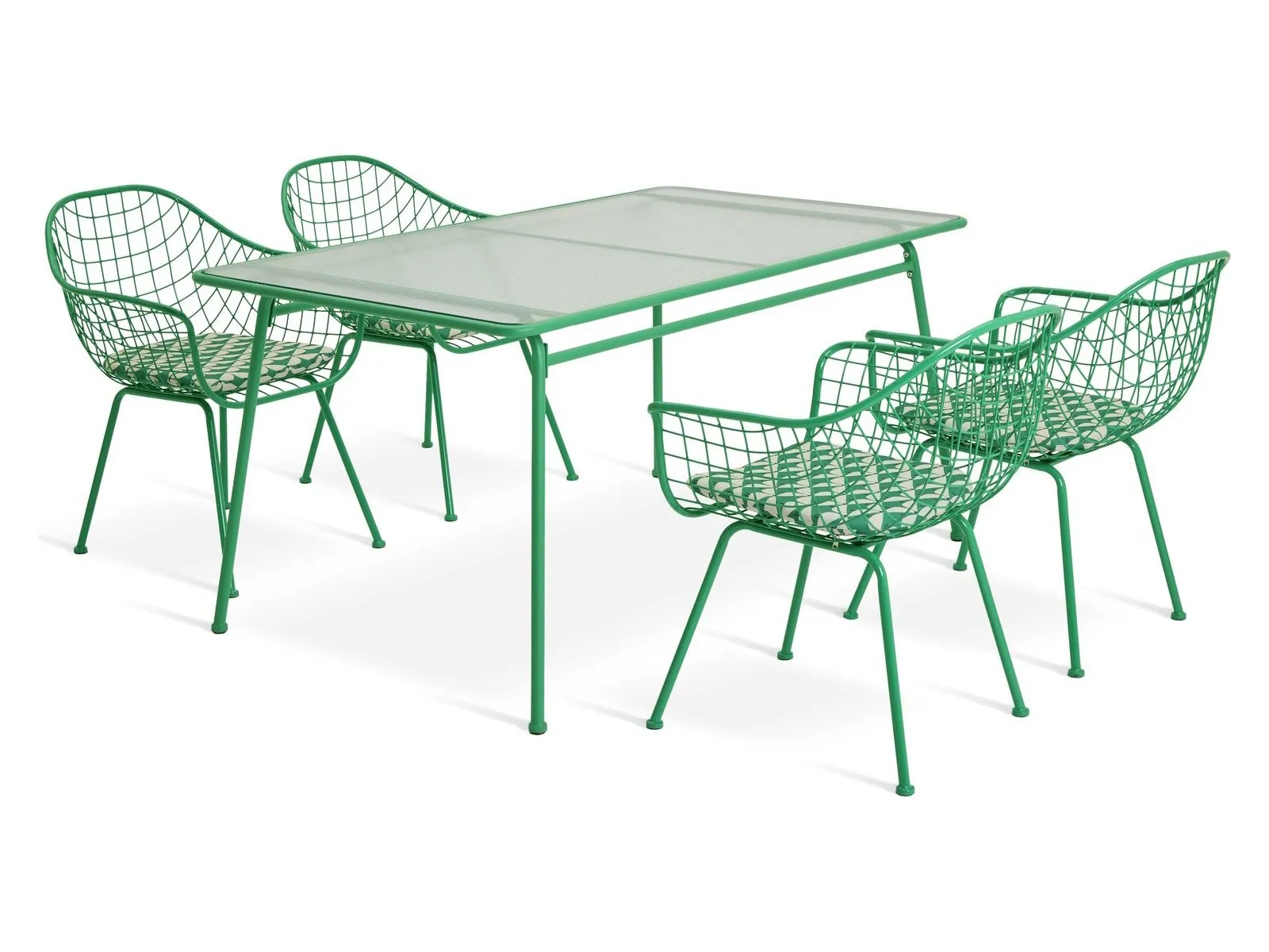 Green metal outdoor dining set
